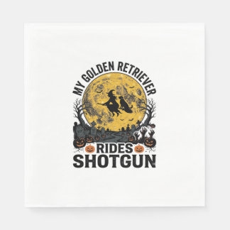 Golden Retriever fährt mit Shotgun Halloween Hexen Serviette