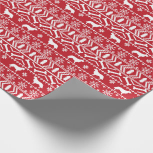 Golden Retriever Fair Isle Weihnachten Rot und Wei Geschenkpapier