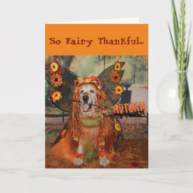 Golden Retriever Fairy Erntedank Karte (Vorderseite)