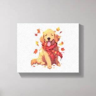 Golden Retriever Fall Dose Herbst Blätter Leinwanddruck
