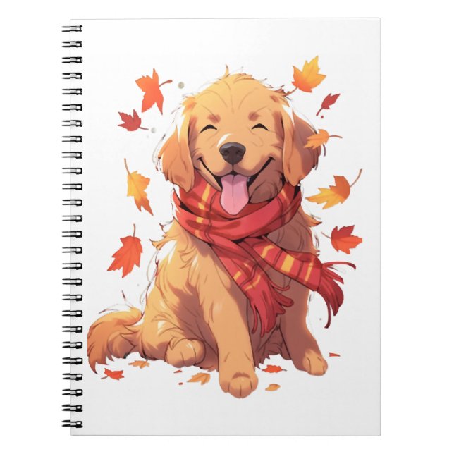Golden Retriever Fall Dose Herbst Blätter Notizblock (Vorderseite)