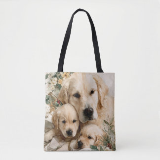 Golden Retriever Family Puppies Vintage Christmas Tasche