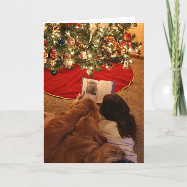 Golden Retriever Family Weihnachtskarte Feiertagskarte (Vorderseite)
