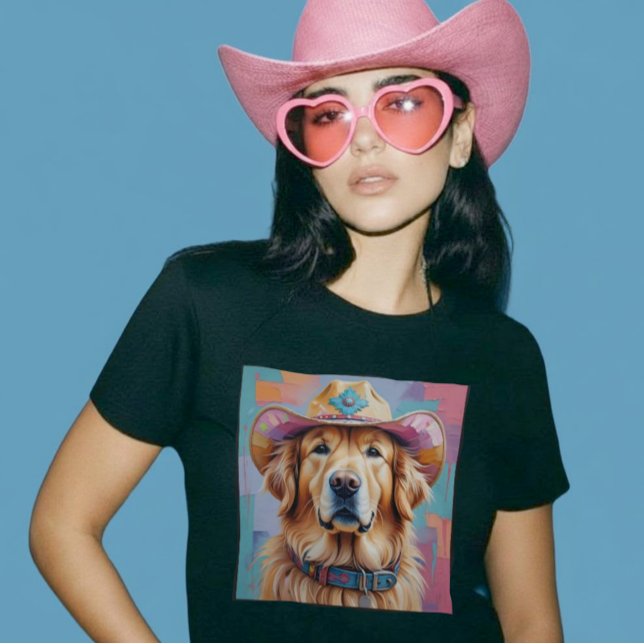 Golden Retriever farbenfrohe Cowgirl Shirt (Golden Retriever Colorful Aesthetic Cowgirl Shirt )