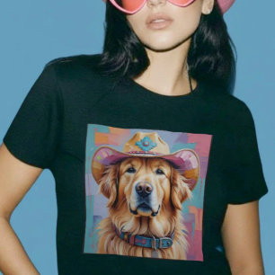 Golden Retriever Farbige Ästhetik Cowgirl-Shirt T-Shirt