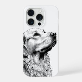 Golden Retriever Feinlinien-Kunst-Handyhülle | Kün iPhone 15 Pro Hülle
