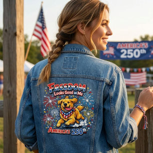 Golden Retriever Feuerwerk 250. Jubiläum  Jeansjacke
