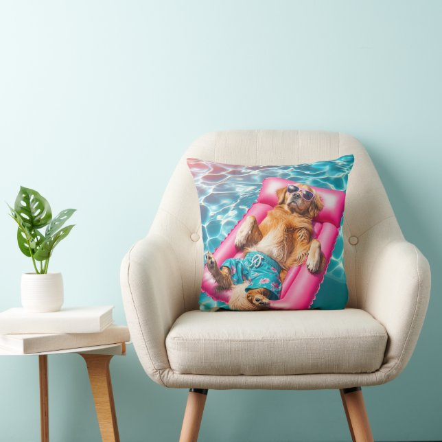 Golden Retriever Floating on Pool Matratze Kissen (Stuhl )