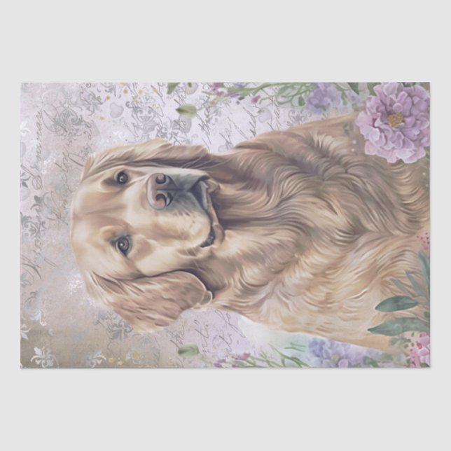 Golden Retriever Floral Dog Seidenpapier (Vorderseite)