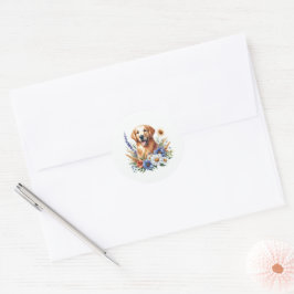 Golden Retriever Floral Runder Aufkleber