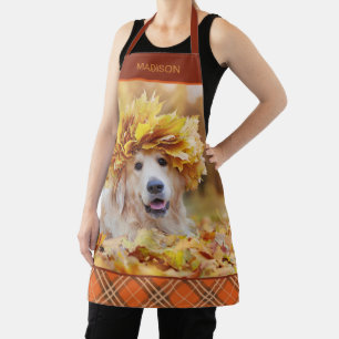 Golden Retriever Foto Fall Tartan Personalisiert Schürze