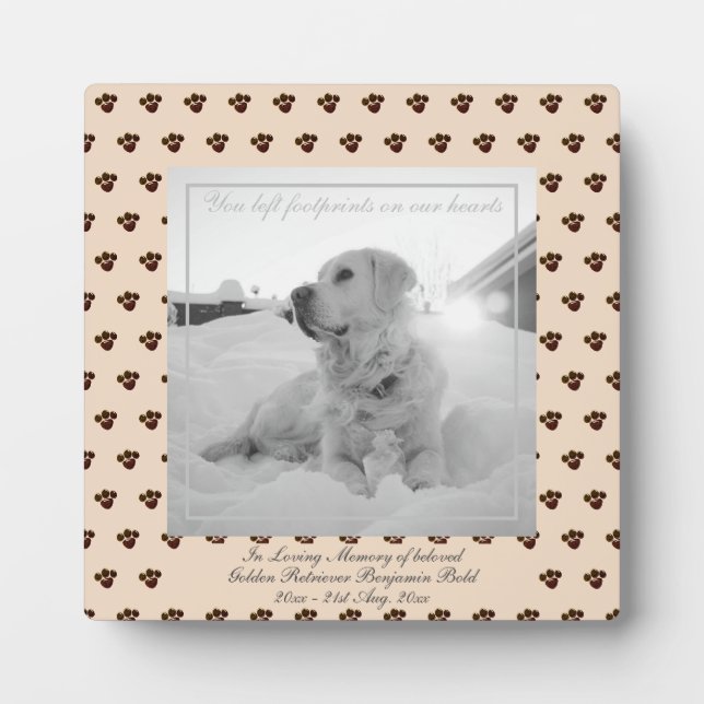 Golden Retriever Foto Name Pet Memorandum Keepake Fotoplatte (Vorderseite)