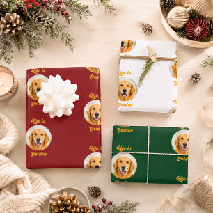 Golden Retriever Foto rot weiß grün Weihnachten Geschenkpapier Set