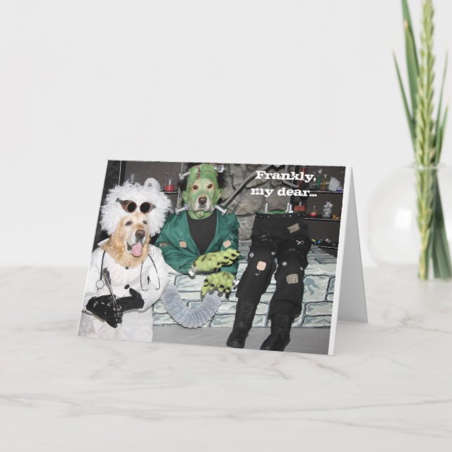 Golden Retriever Frankenstein Labrador Halloween Karte (Vorderseite)