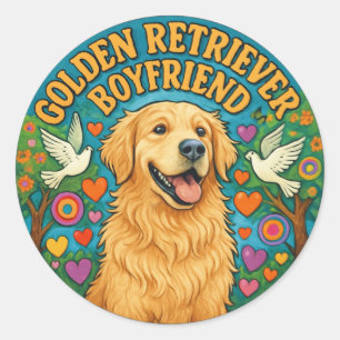 Golden Retriever Freund Lustig Retro Hunde Liebhab Runder Aufkleber