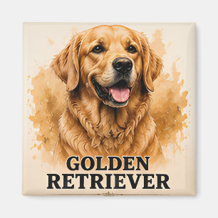 Golden Retriever Freundliches Hundeporträt Kunstwe Magnet