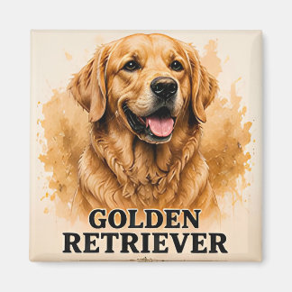 Golden Retriever Freundliches Hundeporträt Kunstwe Magnet