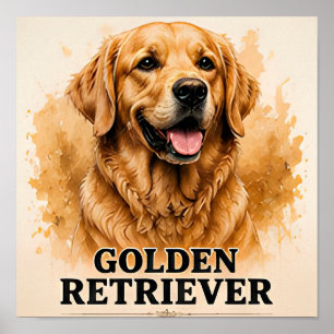 Golden Retriever Freundliches Hundeporträt Kunstwe Poster