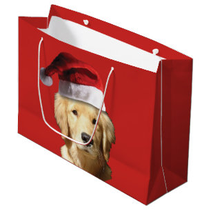 Golden retriever-frohe Weihnacht-Geschenk-Tasche Große Geschenktüte