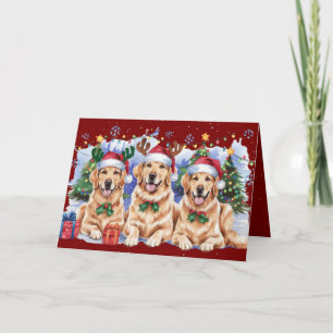 Golden Retriever Frohe Weihnachtskarte Rot Einladung