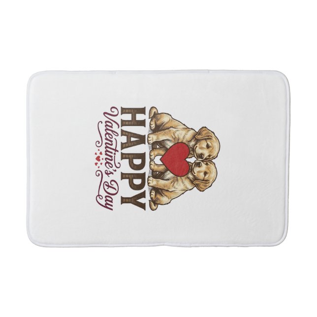 Golden Retriever Frohen Valentinstag Badematte (Vorderseite)
