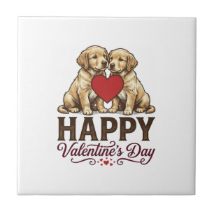 Golden Retriever Frohen Valentinstag Fliese