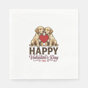 Golden Retriever Frohen Valentinstag Serviette