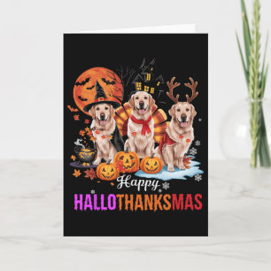 Golden Retriever Frohes Hallothanksmas Halloween D Karte