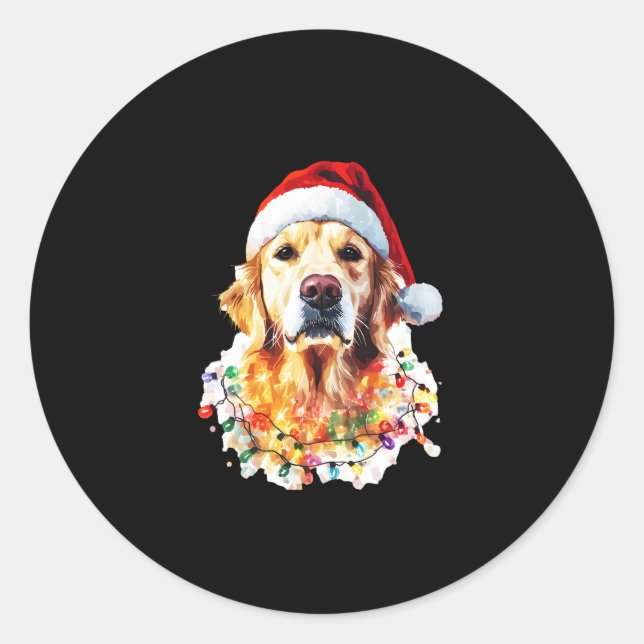 Golden Retriever Funny dog Christmas Santa Hat lig Runder Aufkleber (Vorderseite)