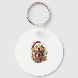 Golden Retriever Funny dog Christmas Santa Hat lig Schlüsselanhänger