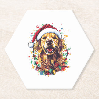 Golden Retriever Funny dog Christmas Santa Hat lig Untersetzer