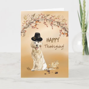 Golden Retriever Funny Pilgrim Hat Erntedank Karte
