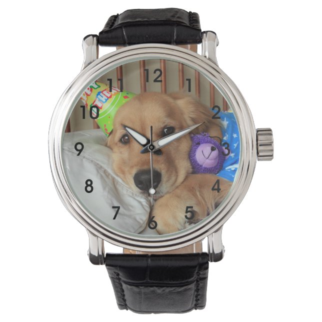 Golden Retriever Geburtstag Armbanduhr (Vorderseite)