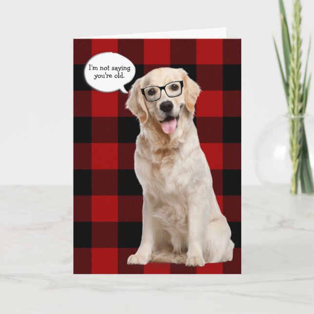 Golden Retriever Geburtstag kariert Karte (Vorderseite)