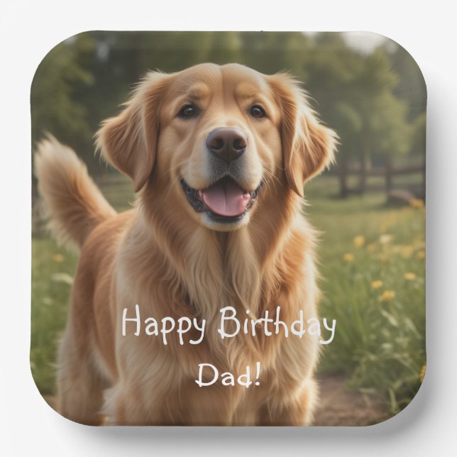 Golden Retriever Geburtstag Pappteller (Vorderseite)