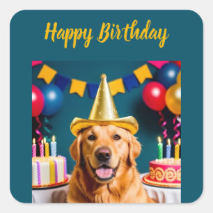 Golden Retriever Geburtstag Quadratischer Aufkleber