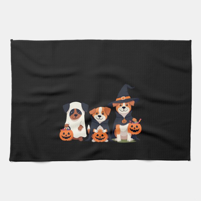 Golden Retriever Geist Halloween Süßigkeiten Oder  Geschirrtuch (Horizontal)