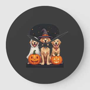 Golden Retriever Geist Halloween Süßigkeiten Oder  Große Wanduhr