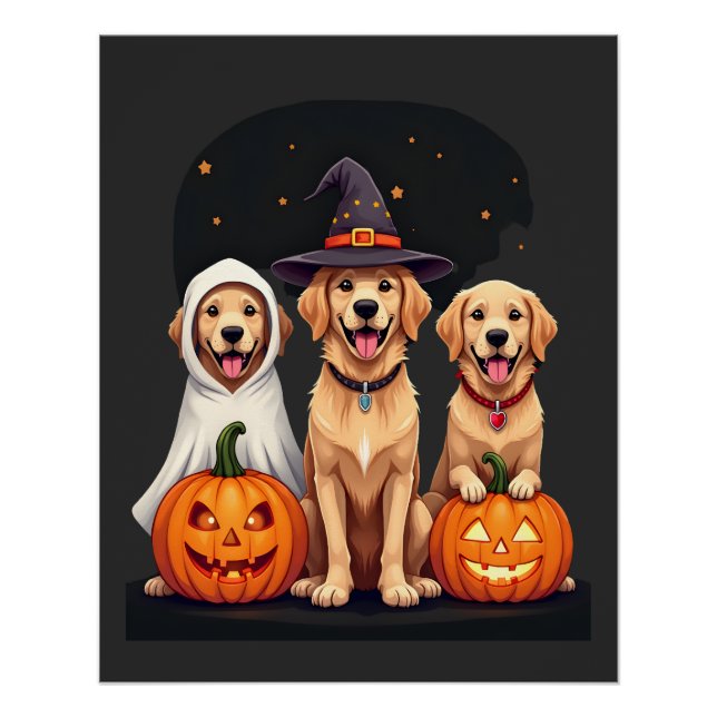 Golden Retriever Geist Halloween Süßigkeiten Oder  Poster (Vorderseite)