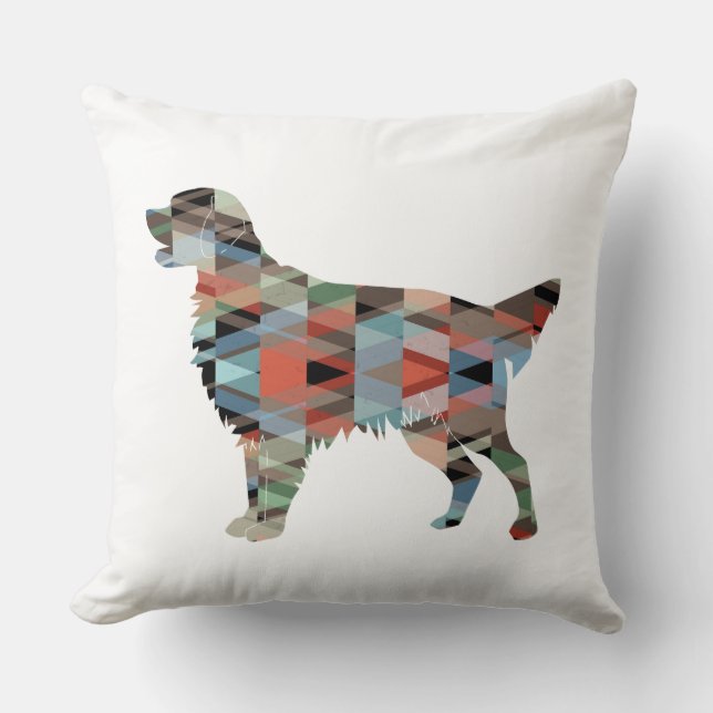 Golden Retriever Geometric Pattern Silhouette Kissen (Vorderseite)
