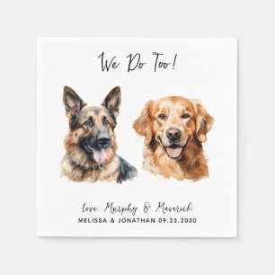 Golden Retriever German Shepherd Dog Wedding Serviette