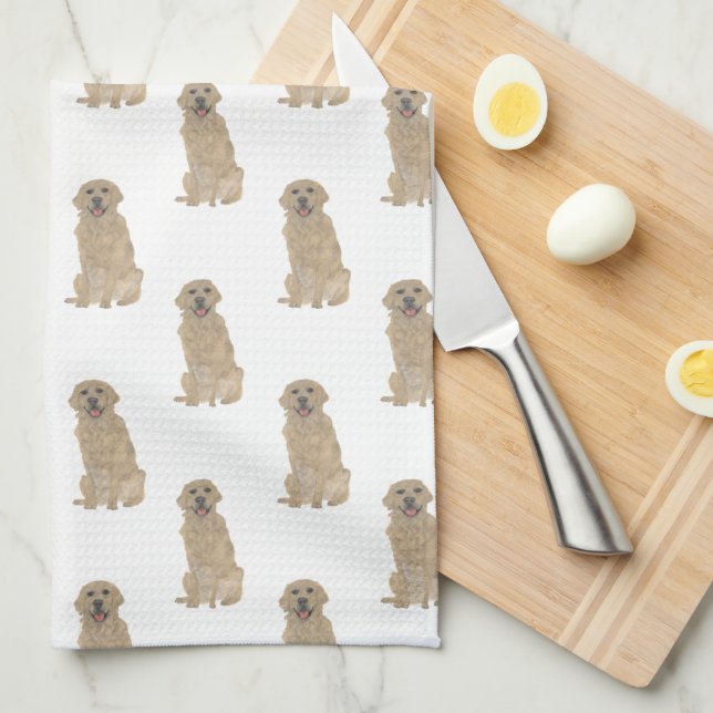 Golden Retriever Geschirrtuch (Viertel Falte)