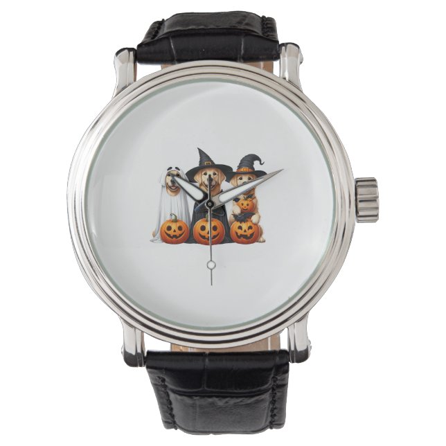 Golden Retriever Ghost Halloween Hundeliebhaber Armbanduhr (Vorderseite)