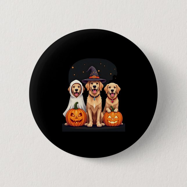 Golden Retriever Ghost Halloween Trick oder Treat  Button (Vorderseite)