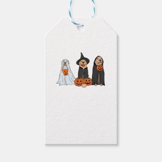 Golden Retriever Ghost Halloween Trick oder Treat  Geschenkanhänger (Vorderseite)