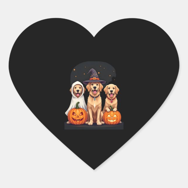 Golden Retriever Ghost Halloween Trick oder Treat  Herz-Aufkleber (Vorderseite)