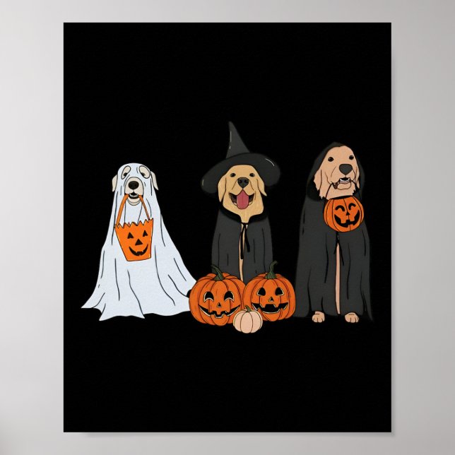 Golden Retriever Ghost Halloween Trick oder Treat  Poster (Vorne)