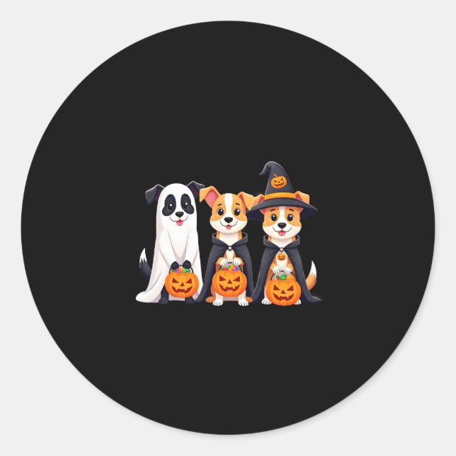 Golden Retriever Ghost Halloween Trick oder Treat  Runder Aufkleber (Vorderseite)