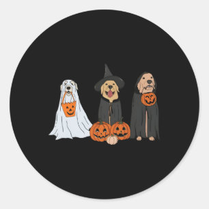 Golden Retriever Ghost Halloween Trick oder Treat  Runder Aufkleber