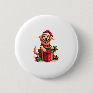 Golden Retriever Gift Wrap Button